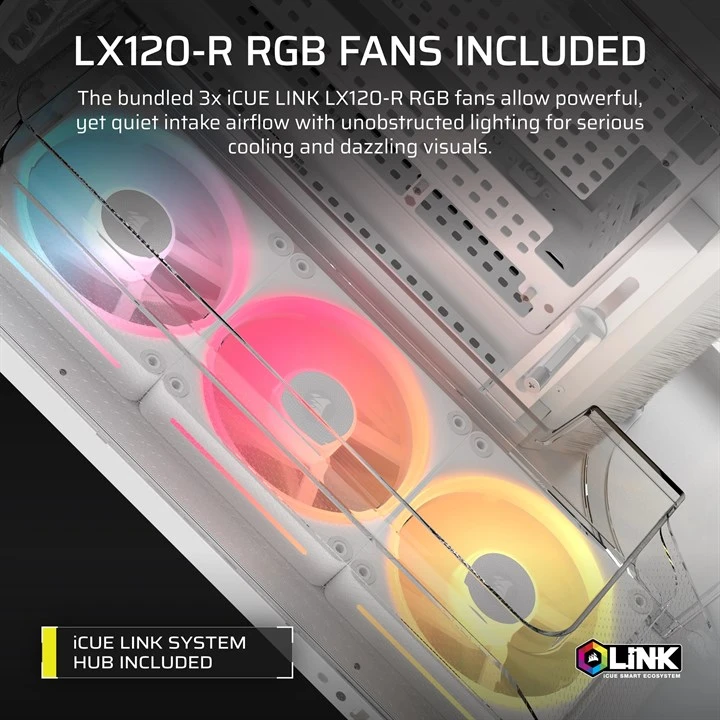 Corsair AIR 5400 LX-R RGB iCUE LINK Midi Tower White - Image 2