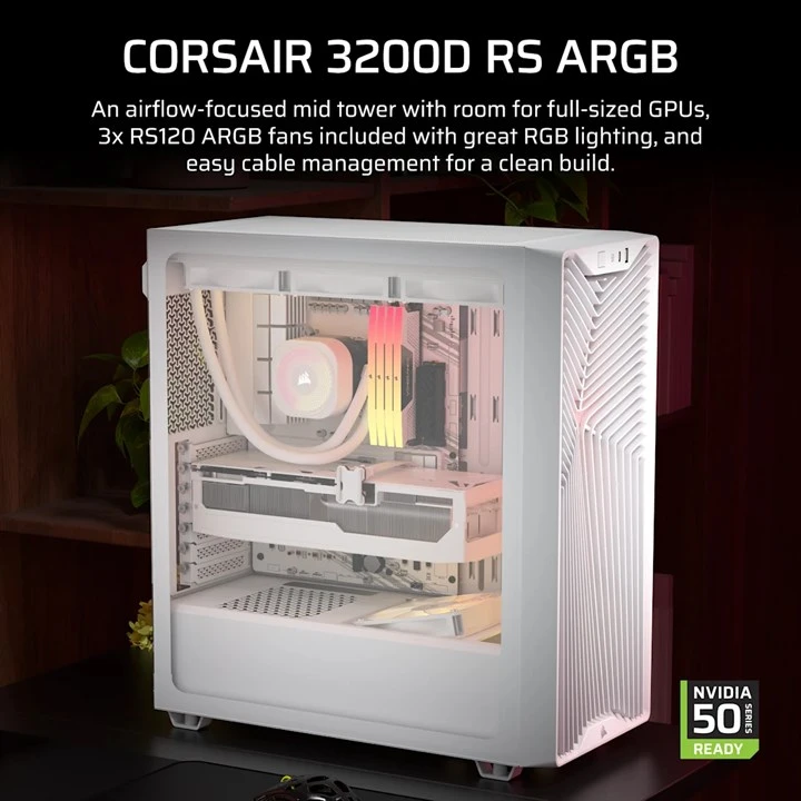 Corsair Midi Tower 3200D RS ARGB PC Case White - Image 2