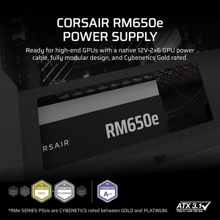 Corsair RMe Series RM650e Power Supply Unit 650 W 24-Pin ATX ATX Black - Image 3