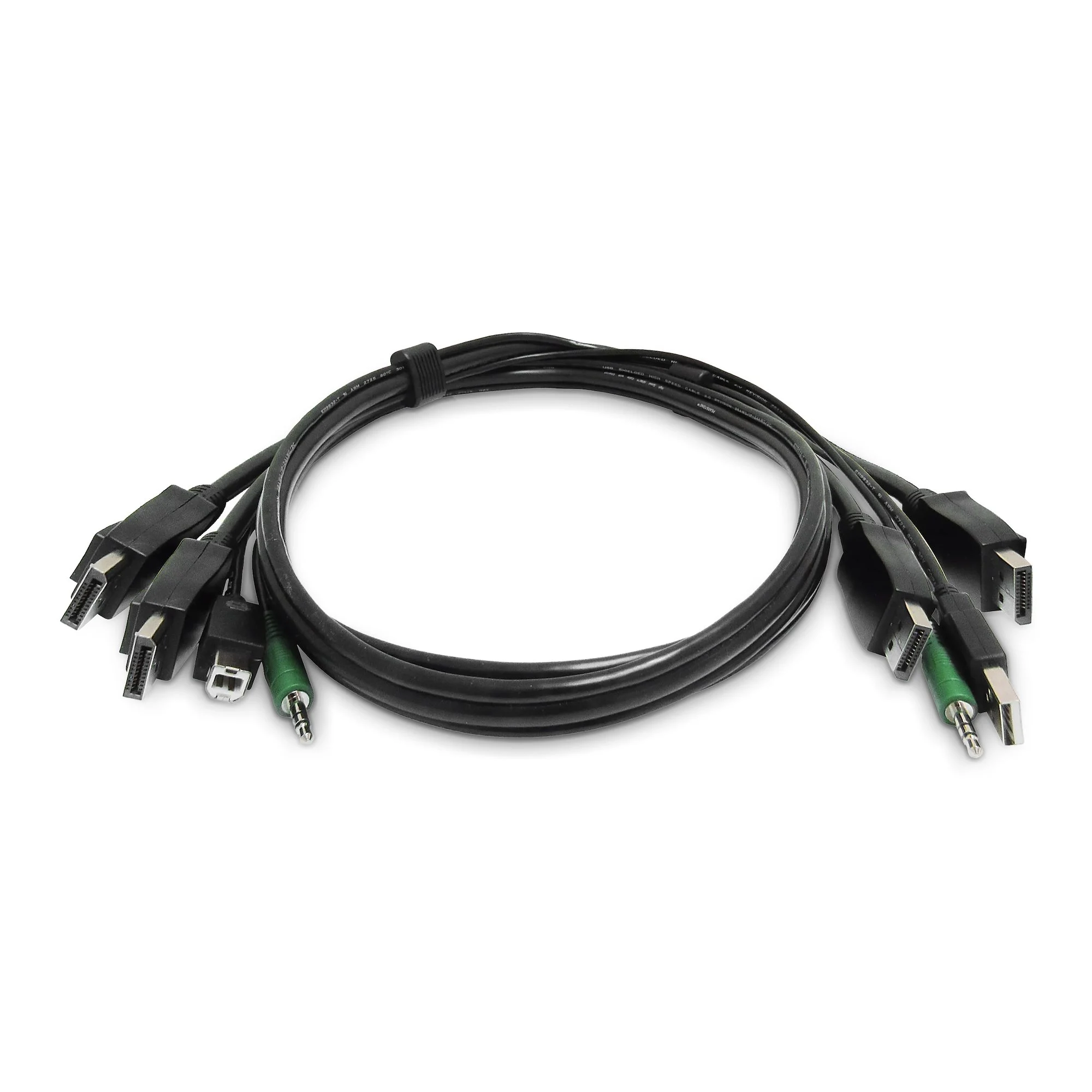 StarTech.com 6ft (1.8m) Dual-DisplayPort KVM Cable, USB 2.0, 3.5mm Audio, Universally Compatible Combo Cable for KVM Swi