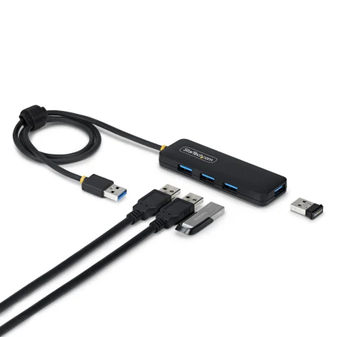 StarTech.com 4-Port USB-A Hub, 5Gbps, Bus Powered, USB-A to 4x USB-A Mini Hub, Extra Long 2ft/61cm Host Cable, PCR Plast