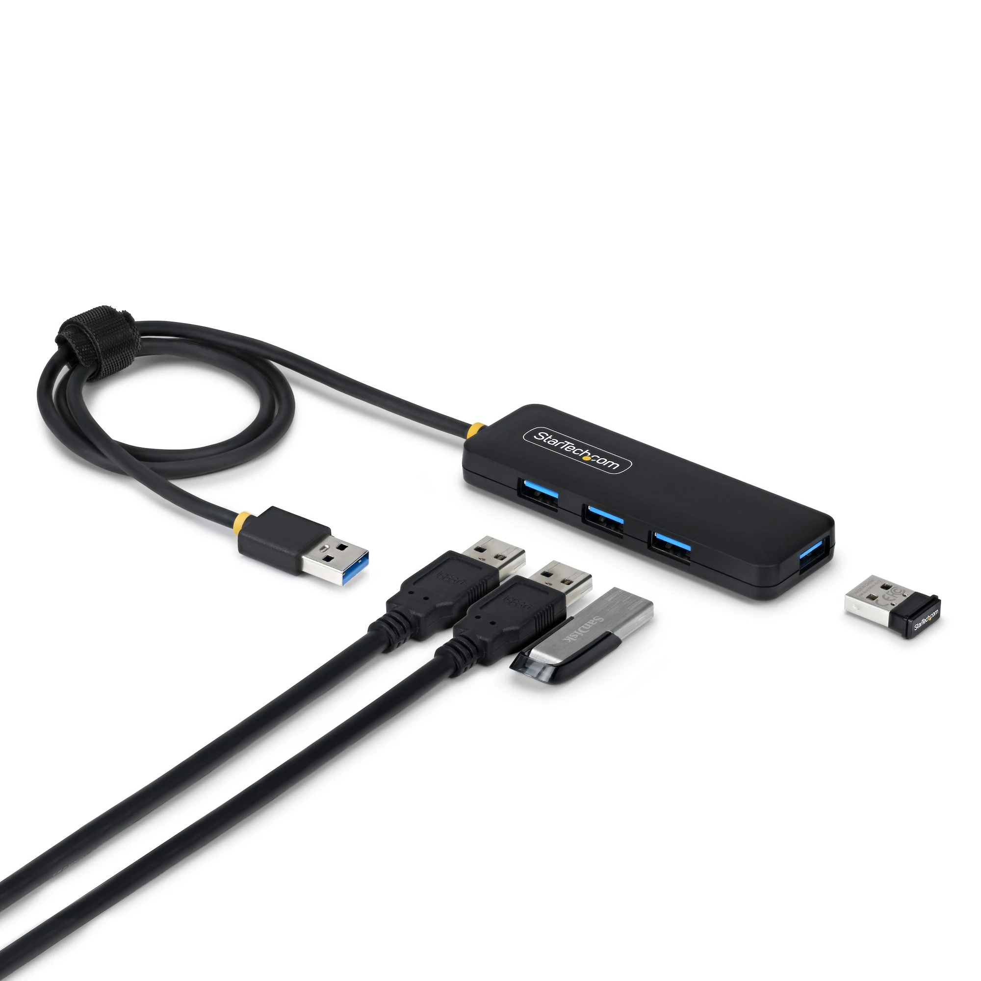 StarTech.com 4-Port USB-A Hub, 5Gbps, Bus Powered, USB-A to 4x USB-A Mini Hub, Extra Long 2ft/61cm Host Cable, PCR Plast