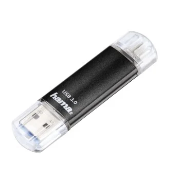 Hama Laeta Twin USB Flash Drive, USB 3.0, 128 GB, 40 MB/s, black
