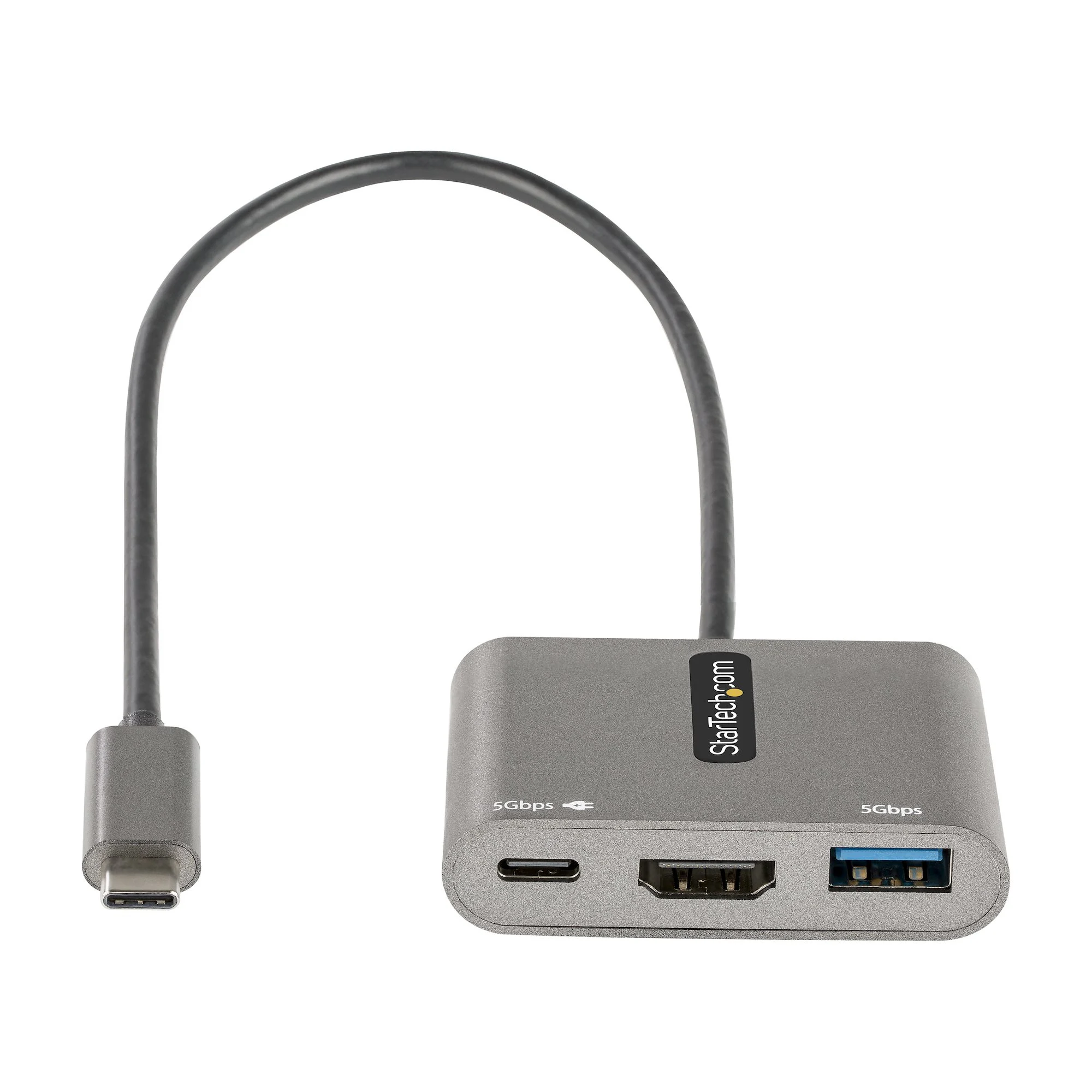 StarTech.com USB C Multiport Adapter, USB-C to HDMI 4K Video, 100W PD Pass-Through, USB 3.0 Hub 5Gbps (1xType-C/1xA), US - Image 2