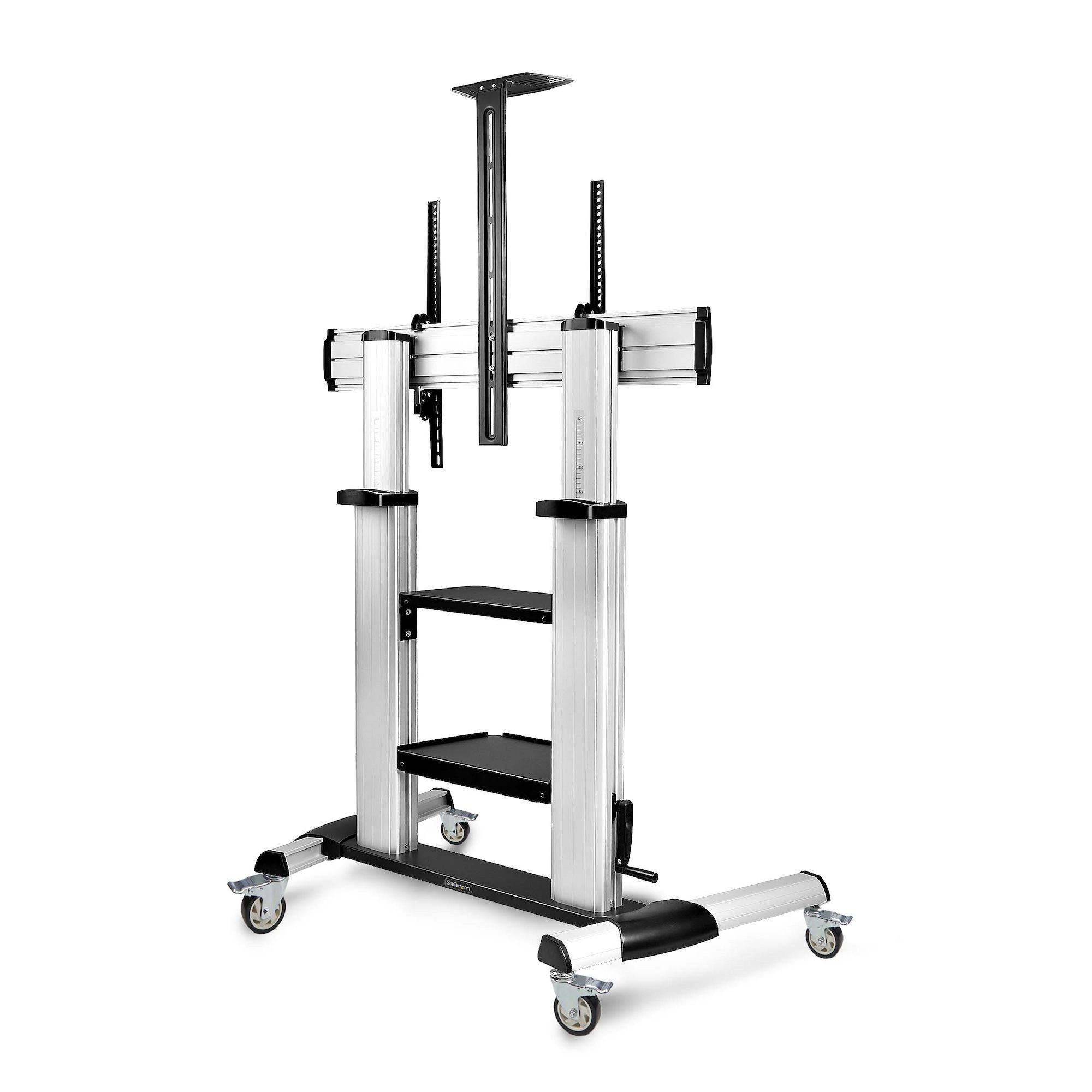 StarTech.com Rolling TV Cart/Stand On Wheels For 60-100inch Flat Screens Up To 220lb (100kg), Height Adjustment via Hand - Image 2