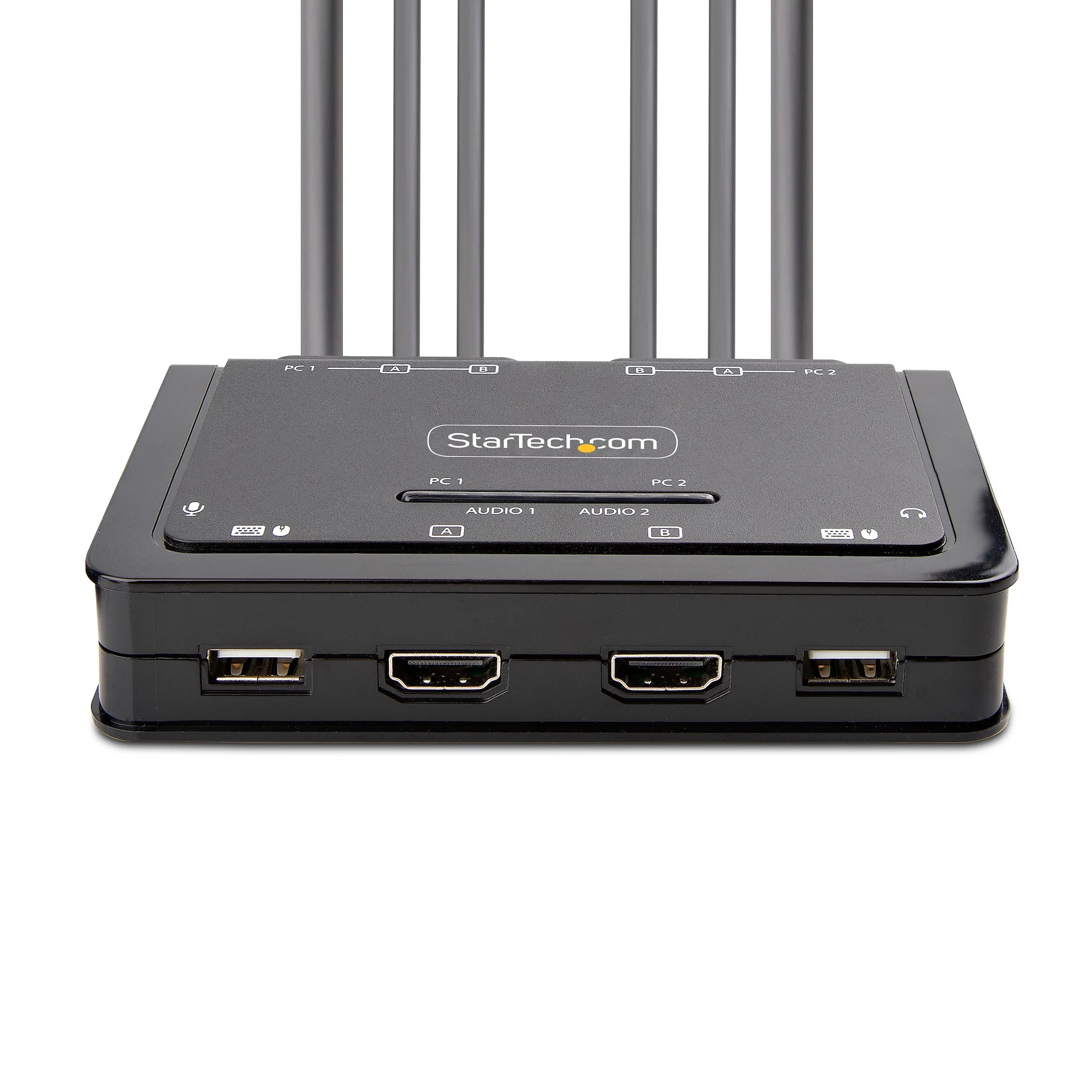 StarTech.com 2-Port Dual-Monitor HDMI Cable KVM Switch, 4K 60Hz, Compact KVM with 5ft/1.5m USB-A/HDMI/Audio Integrated C - Image 3