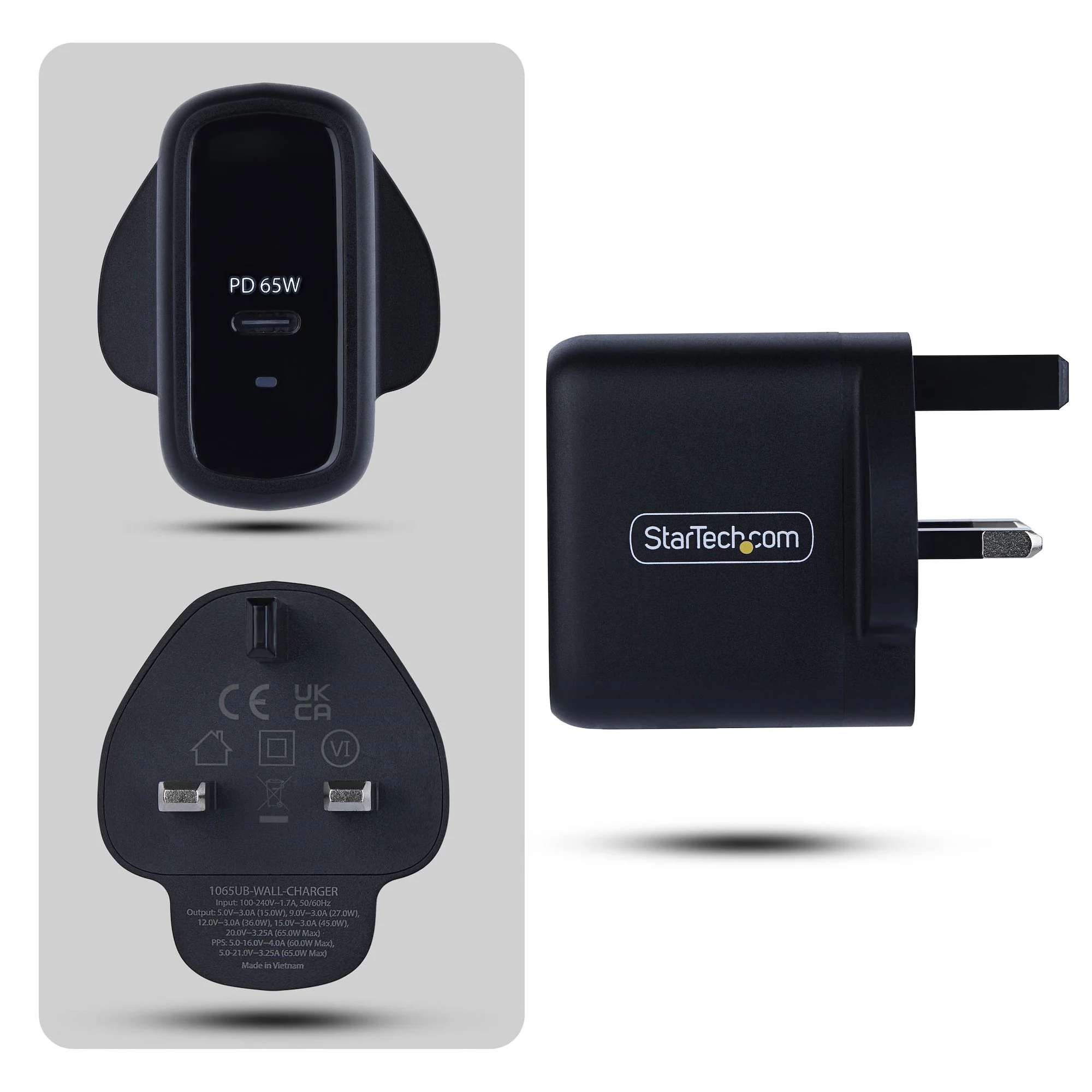 StarTech.com 65W USB-C Laptop Charger, GaN Charger with Power Adapter Brick for Dell, XPS, HP ProBook, MacBook Pro, Micr - Image 3
