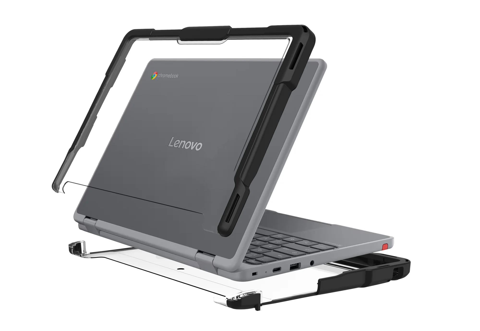 Techair TACHS031 Protective Hard Shell case for Lenovo 500e 5th Gen, 11.6-12.2 black/clear - Image 3