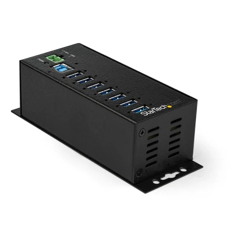 StarTech.com 7-Port USB 3.0 Hub with Power Adapter - Metal Industrial USB-A Hub with ESD & 350W Surge Protection - Din/W
