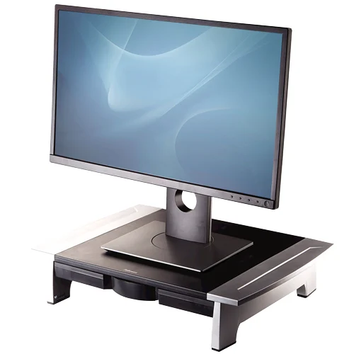 Fellowes Computer Monitor Stand with 5 Height Adjustments - Office Suites Monitor Riser with Storage Tray - Ergonomic Ad