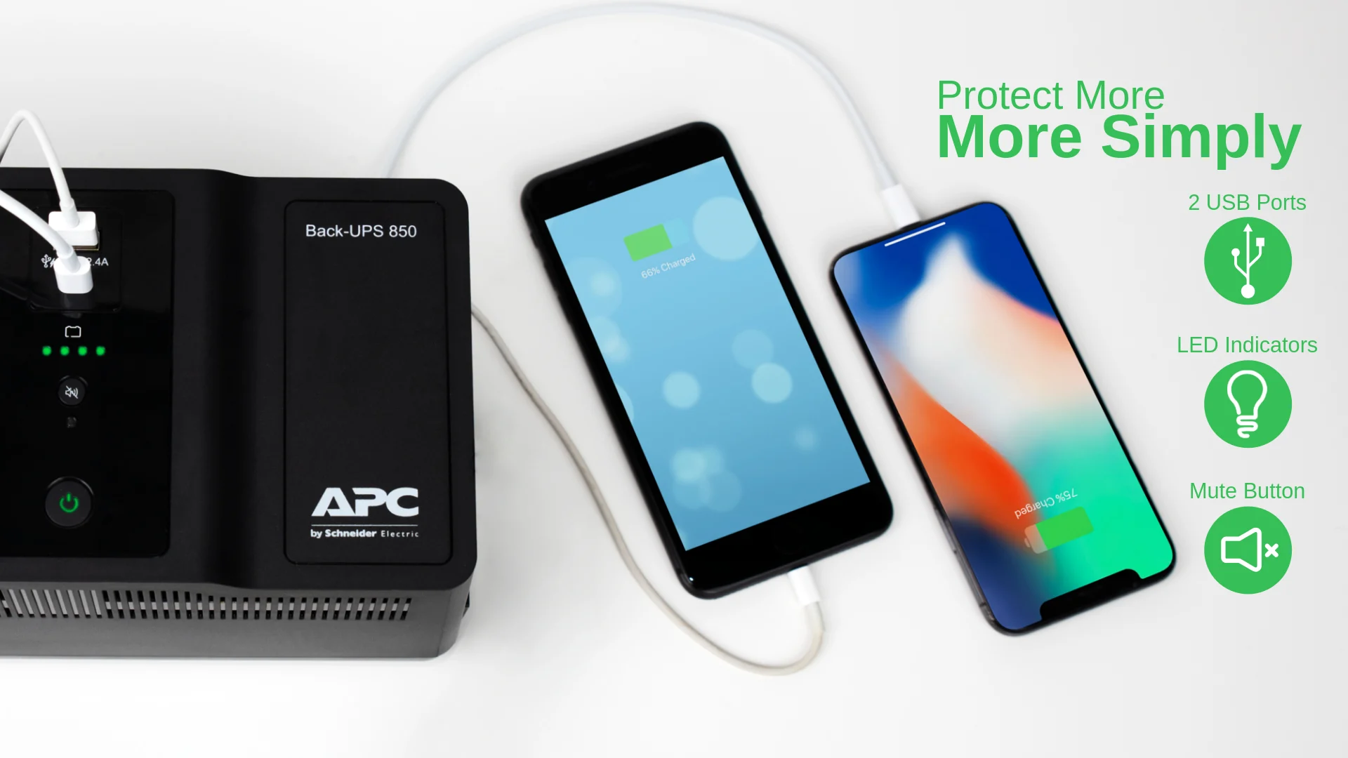 APC Back-UPS BE850G2-UK - 8x BS 1363 outlets, 850VA, 2 USB chargers, 1 USB data port - Image 2