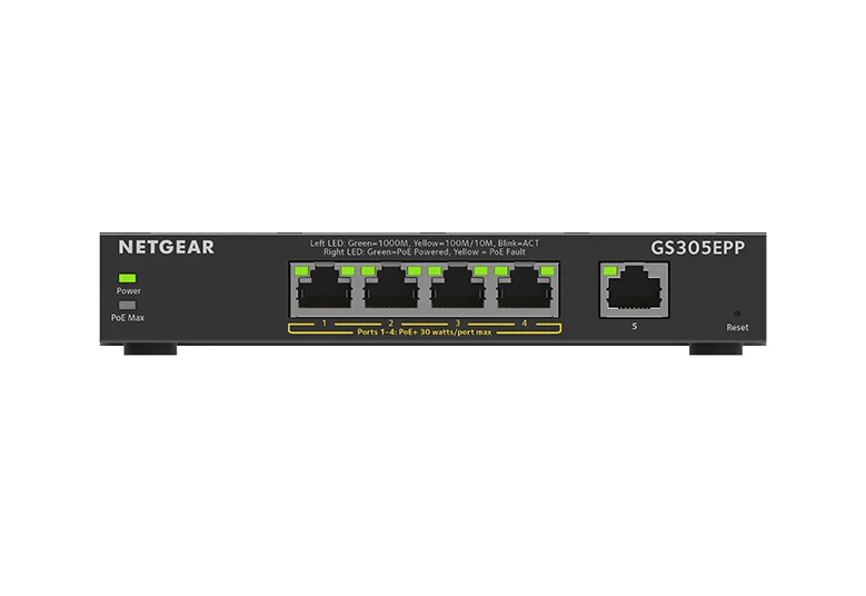 NETGEAR GS305EPP Managed L3 Gigabit Ethernet (10/100/1000) Power over Ethernet (PoE) Black - Image 2