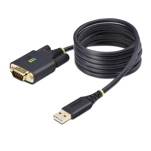 StarTech.com 6.6ft (2m) USB to Serial Adapter Cable, COM Retention, Interchangeable Screws/Nuts, USB-A to DB9 RS232, FTD