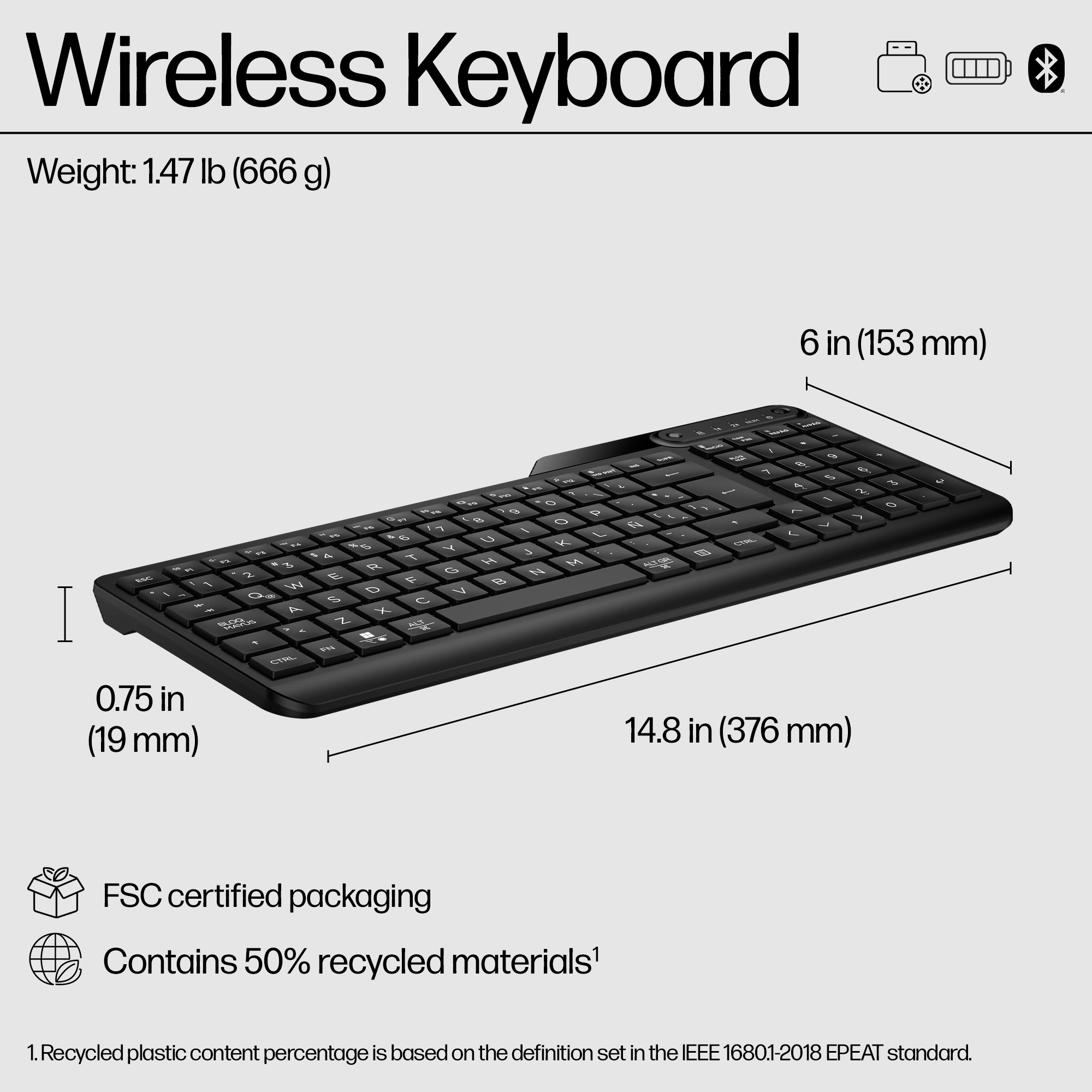 HP 475 Dual-Mode Wireless Keyboard - Image 3
