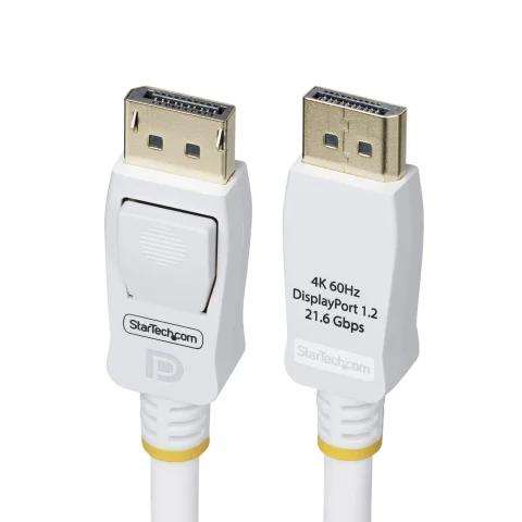 StarTech.com 6ft (1.8m) White VESA Certified DisplayPort 1.2 Cable, 4K 60Hz, 21.6Gbps, Latching DP Connectors, DP 1.2 Di