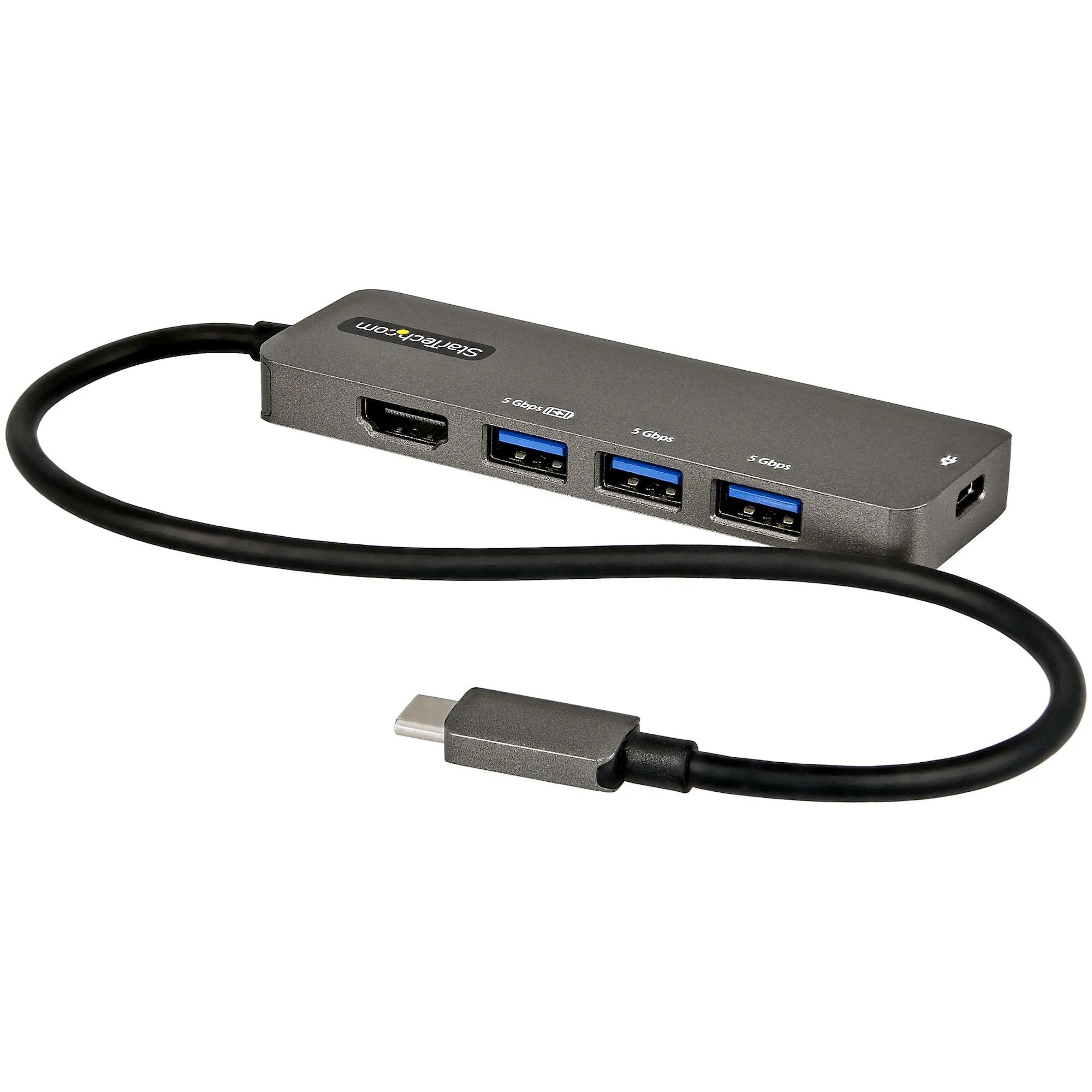 StarTech.com USB C Multiport Adapter - USB-C to HDMI 2.0b 4K 60Hz (HDR10), 100W Power Delivery Pass-Through, 4-Port USB