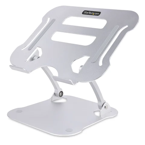 StarTech.com Laptop Stand for Desk, Ergonomic Laptop Stand Adjustable Height, Aluminum, Portable, Supports up to 22lb (1