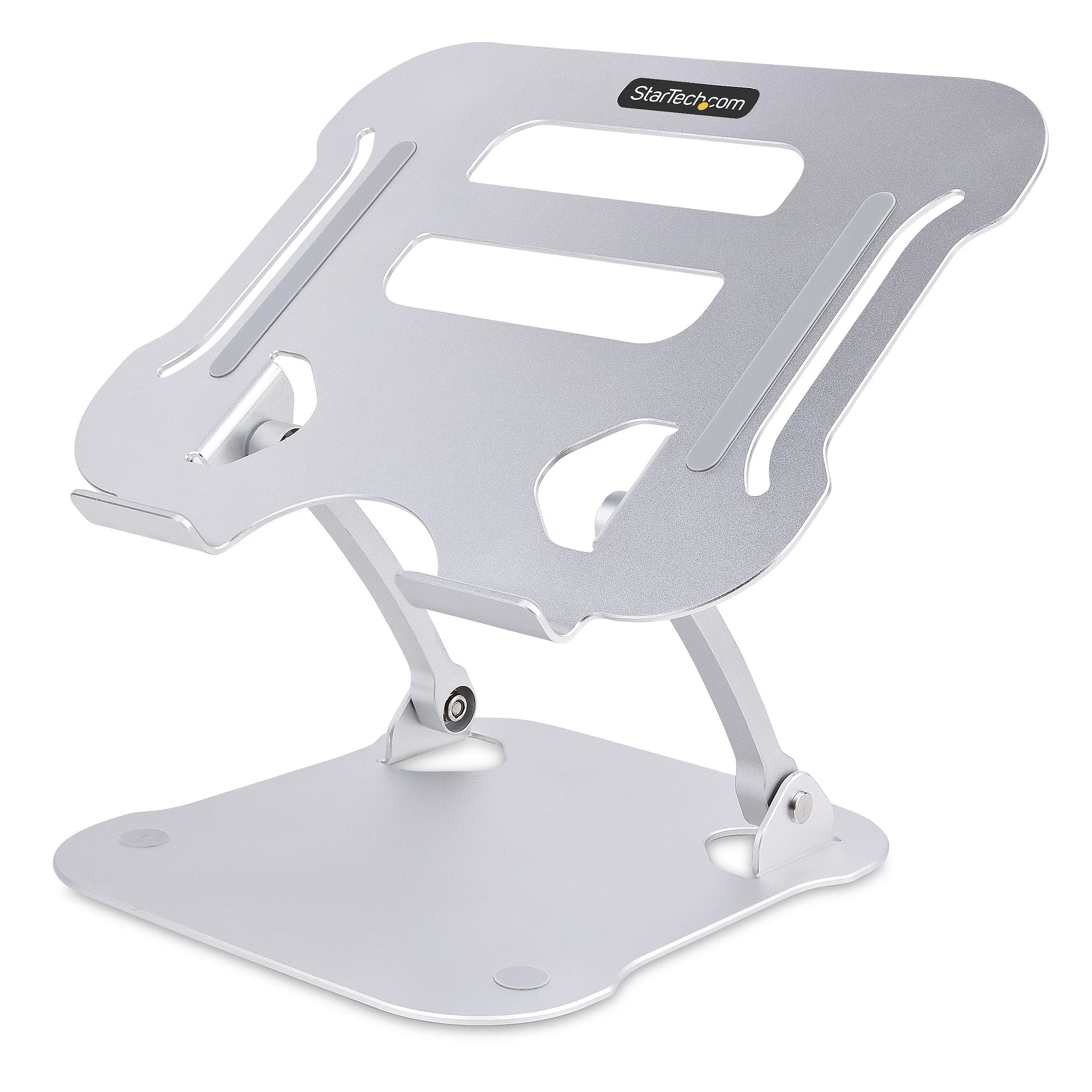 StarTech.com Laptop Stand for Desk, Ergonomic Laptop Stand Adjustable Height, Aluminum, Portable, Supports up to 22lb (1