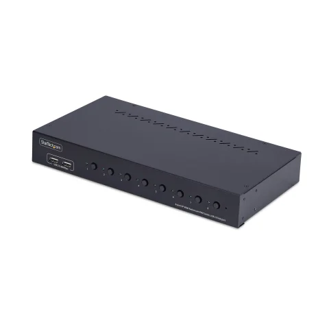 StarTech.com 8-Port DisplayPort KVM Switch with 1U Rack Mount Kit, 4K 60Hz DP 1.2, Push-Button & Hotkey Switching, 4-Por