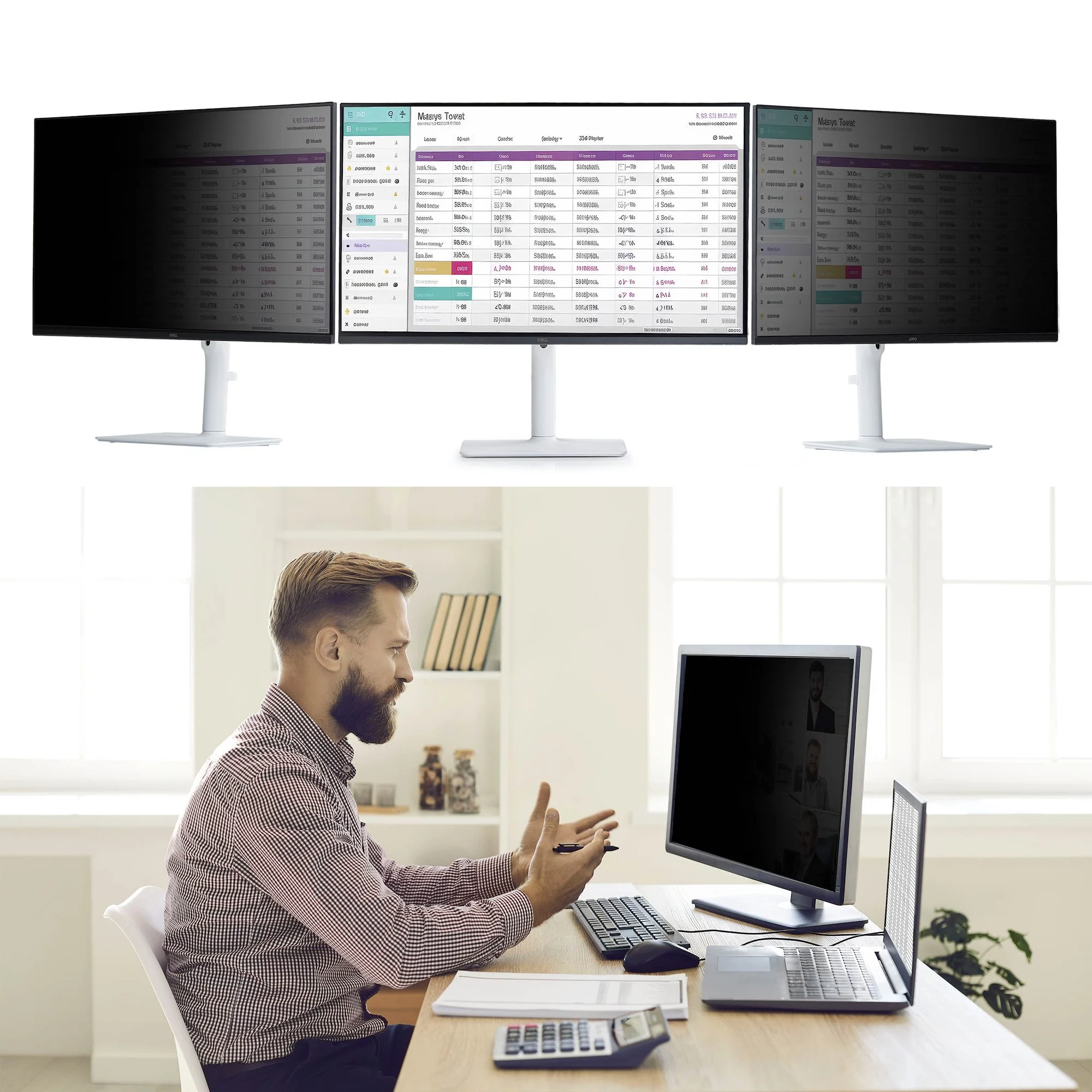 StarTech.com Magnetic Monitor Privacy Screen for 27" 16:9 Widescreen Display, Removable Filter, Anti-Glare/Glossy, Blue - Image 3