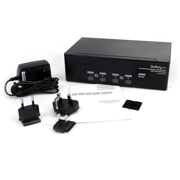 StarTech.com 4 Port DVI VGA Dual Monitor KVM Switch USB with Audio & USB 2.0 Hub - TAA - Image 3