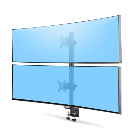 StarTech.com Desk Mount For 2x Vertically Stacked Monitors, Dual 49", Total 70lb (32kg), C-Clamp, Quick-Release VESA Sys