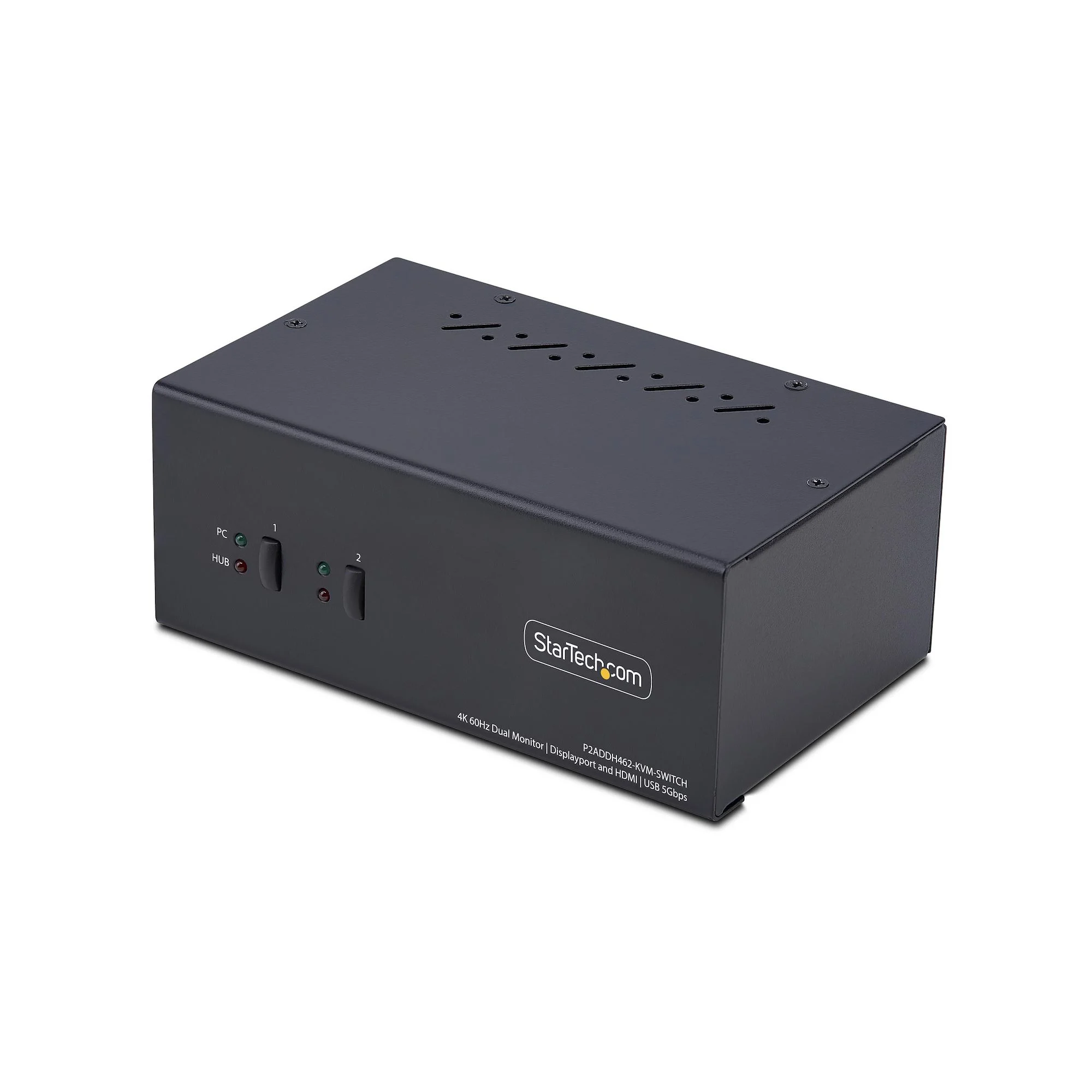 StarTech.com 2-Port Dual-Monitor DisplayPort and HDMI KVM Switch, 4K 60Hz, 1x HDMI & 1x DP Monitor, 2-Port USB 5Gbps Hub