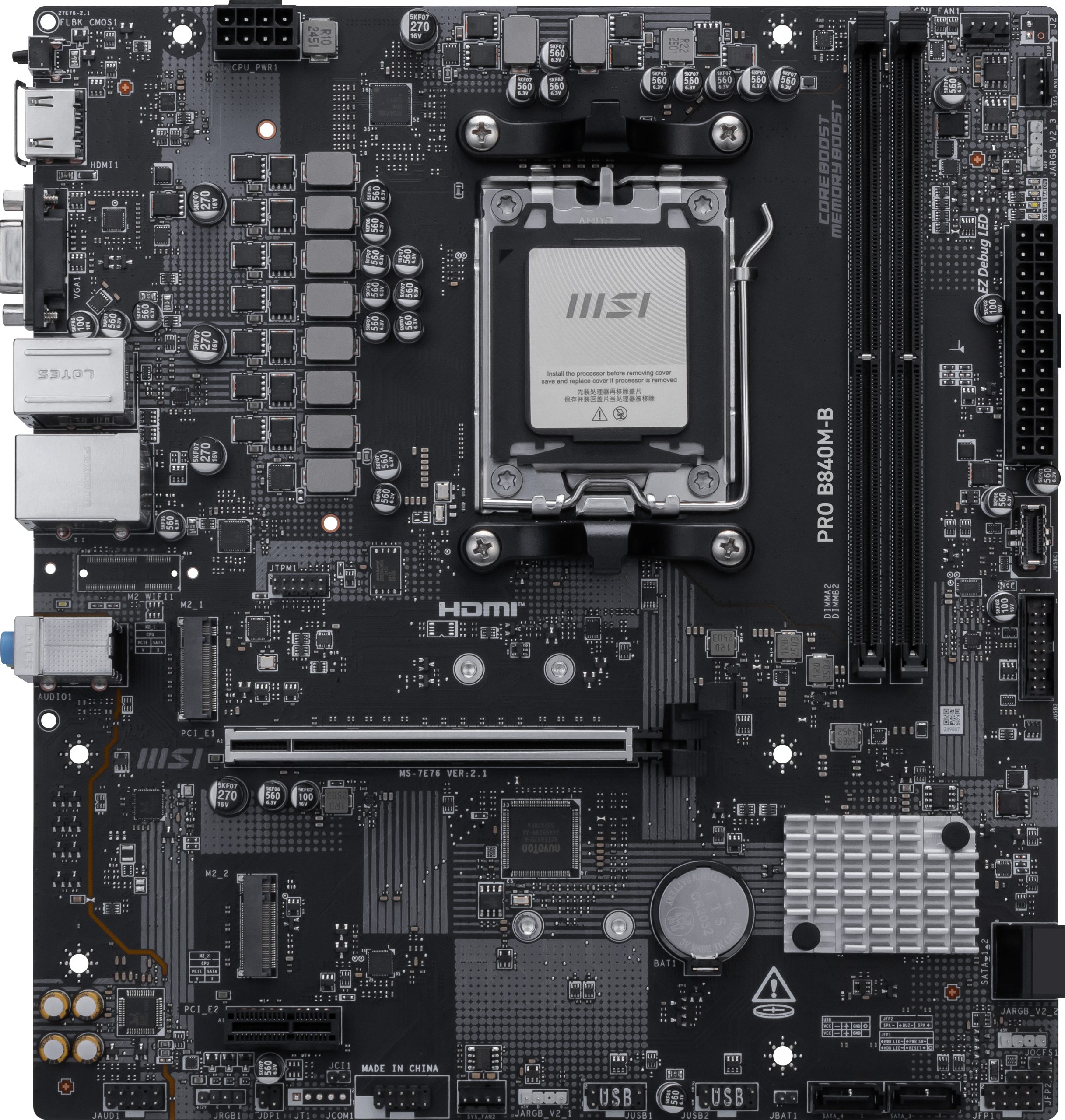 MSI PRO B840M-B motherboard AMD B840 Socket AM5 micro ATX - Image 2