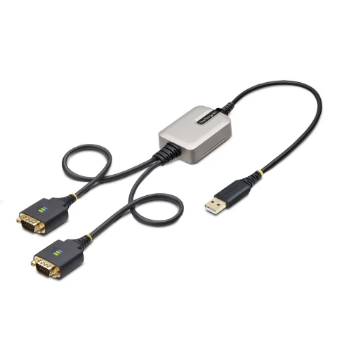 StarTech.com 2ft (60cm) 2-Port USB to Serial Adapter Cable, Interchangeable DB9 Screws/Nuts, COM Retention, USB-A to DB9