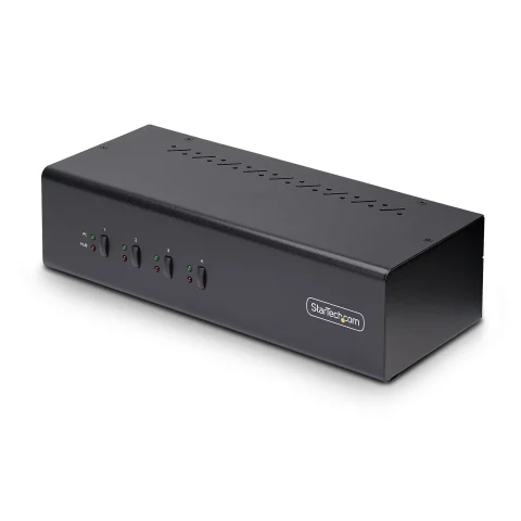 StarTech.com 4-Port Dual-Monitor DisplayPort KVM Switch, 4K 60Hz, 2x USB 5Gbps Hub Ports, 2x USB 2.0 HID Ports, Hotkey a