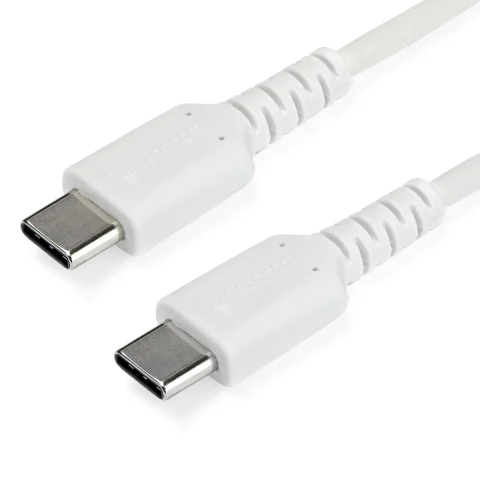 StarTech.com 6.6ft (2m) USB-C Fast Charging Cable, Rugged, Charge & Sync, 60W (3A) PD, USB 2.0, White TPE Jacket and Ara
