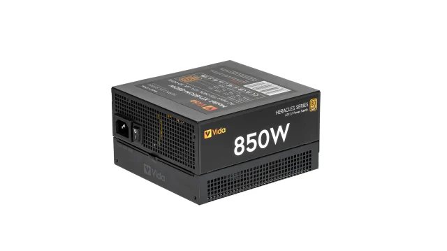 VIDA 850W Heracles Black ATX 3.1 Gaming PSU, 80+ Bronze, 14cm Ultra-Quiet FDM Fan, Flat Black Cables, PCIe 5.1, Power Le