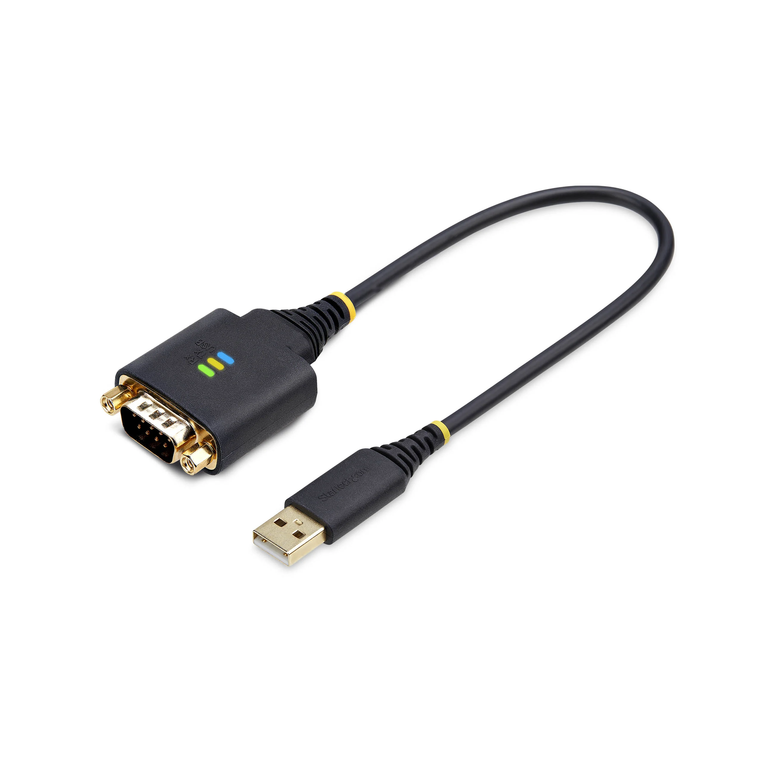 StarTech.com 1ft (30cm) USB to Serial Adapter Cable, COM Retention, Interchangeable Nuts/Screws, USB-A to DB9 RS232, FTD