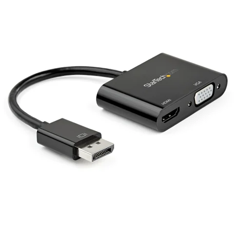 StarTech.com DisplayPort to HDMI VGA Adapter - DisplayPort 1.2 HBR2 to HDMI 2.0 (4K 60Hz) or VGA 1080p Converter Dongle
