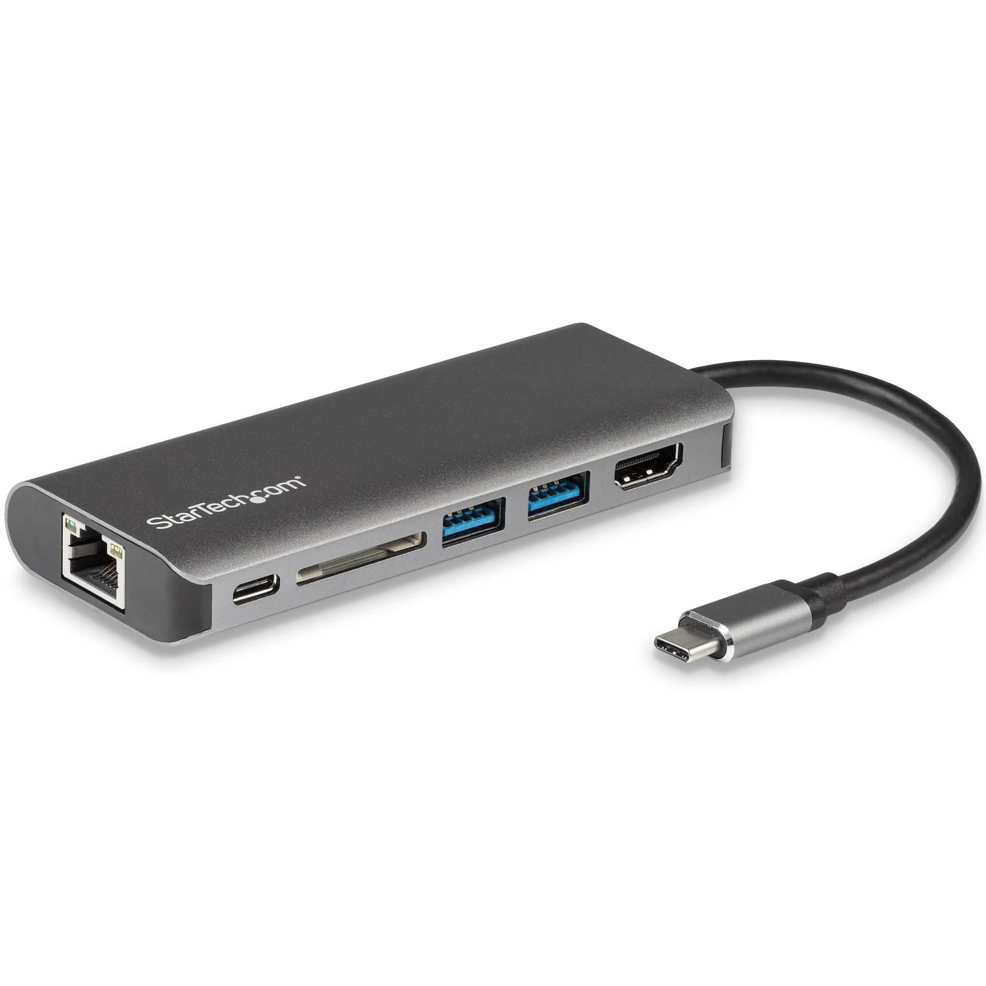 StarTech.com USB C Multiport Adapter, Portable USB-C Dock to 4K HDMI, 2-pt USB 3.0 Hub, SD/SDHC, GbE, 100W PD Pass-Throu