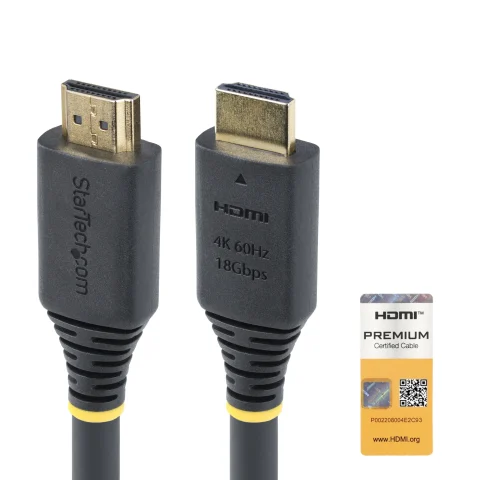 StarTech.com 15m (49.2ft) Active High Speed HDMI Cable, 4K 60Hz/1440p 144Hz, HDR10/HDCP 2.2/ARC, 18Gbps, UHD HDMI 2.0 Co