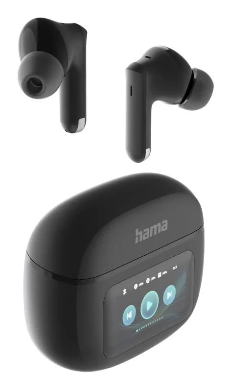 Hama Spirit Touch Bluetooth Headphones, TWS, ANC, with Display, In-Ear, black