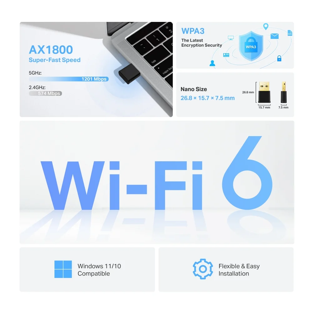 TP-Link Archer AX1800 Nano Wi-Fi 6 Wireless USB Adapter - Image 2