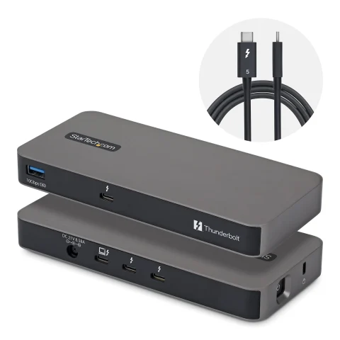 StarTech.com 4-Port Thunderbolt 5 Hub with Thunderbolt Share KVM, 80/120Gbps, 8K Multi-Display, 140W PD, USB-A 10Gbps, T