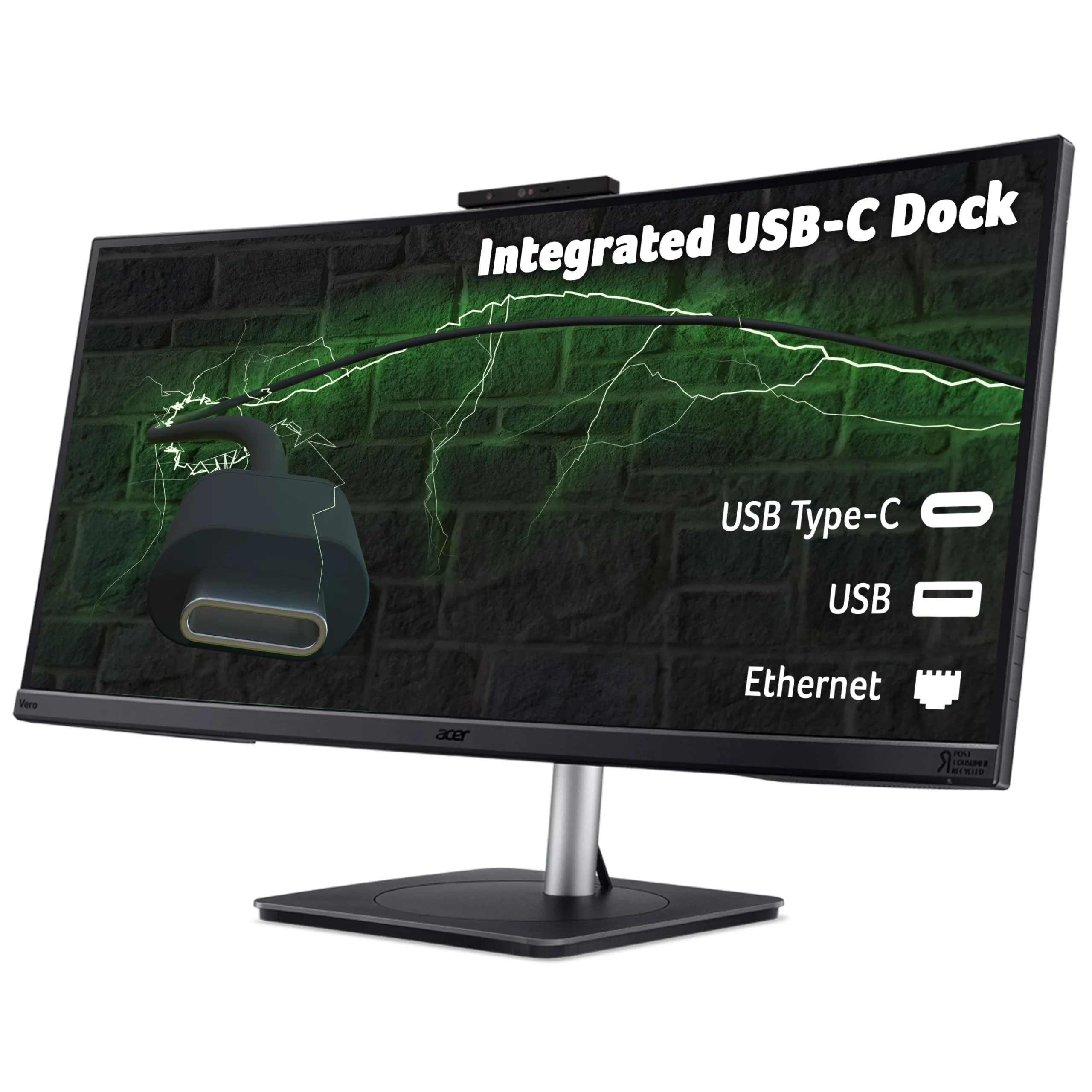 Acer CB3 Vero CB343CURD docking monitor - 34", UWQHD, 21:9 ultrawide, 3800R curve, 60Hz, AdaptiveSync, webcam, height ad - Image 3