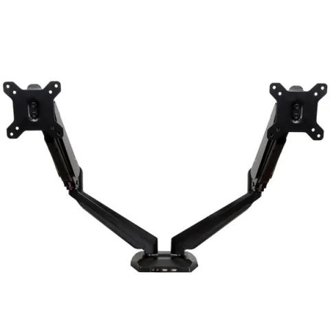 StarTech.com Desk Mount Dual Monitor Arm with USB & Audio, Desk Clamp VESA Mount for up to 32" (17.6lb/8kg) Displays, Er