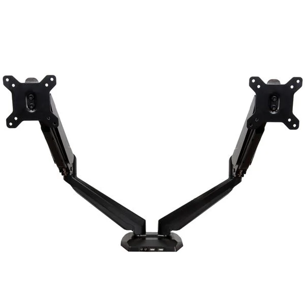 StarTech.com Desk Mount Dual Monitor Arm with USB & Audio, Desk Clamp VESA Mount for up to 32" (17.6lb/8kg) Displays, Er