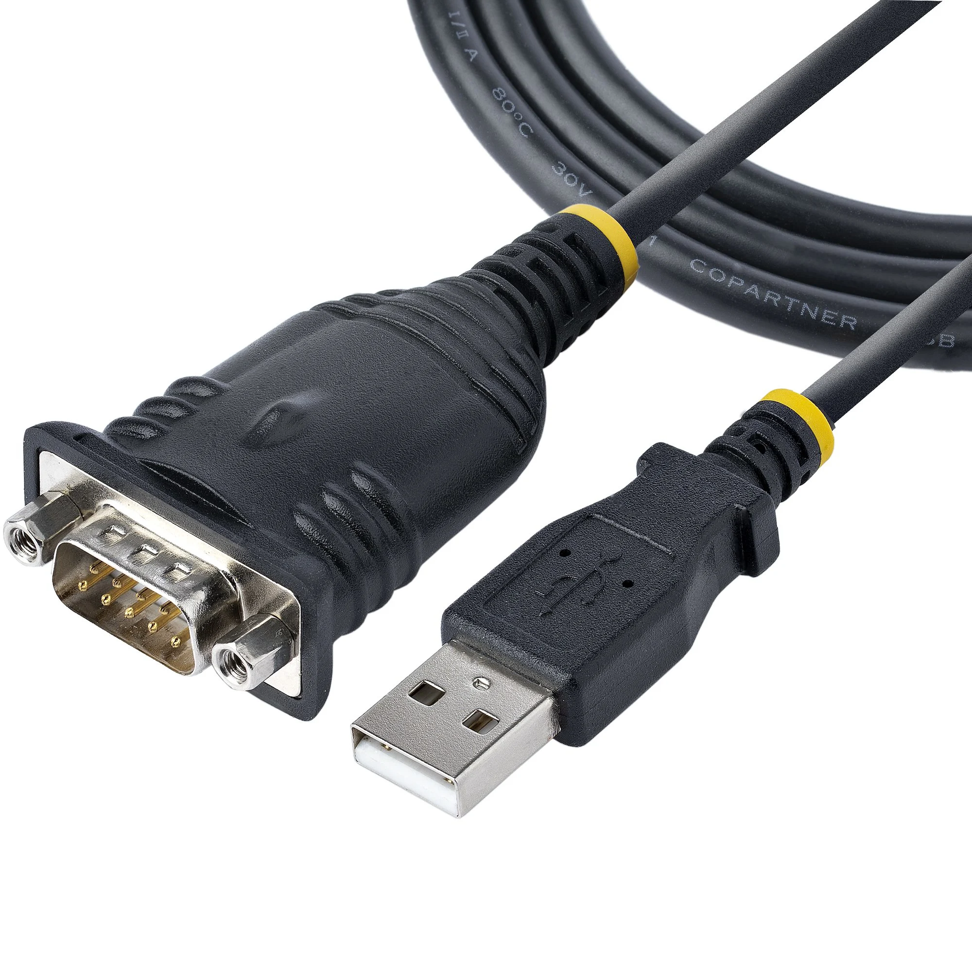 StarTech.com 3ft (1m) USB to Serial Cable, DB9 Male RS232 to USB Converter, Prolific IC, USB to Serial Adapter for PLC/P