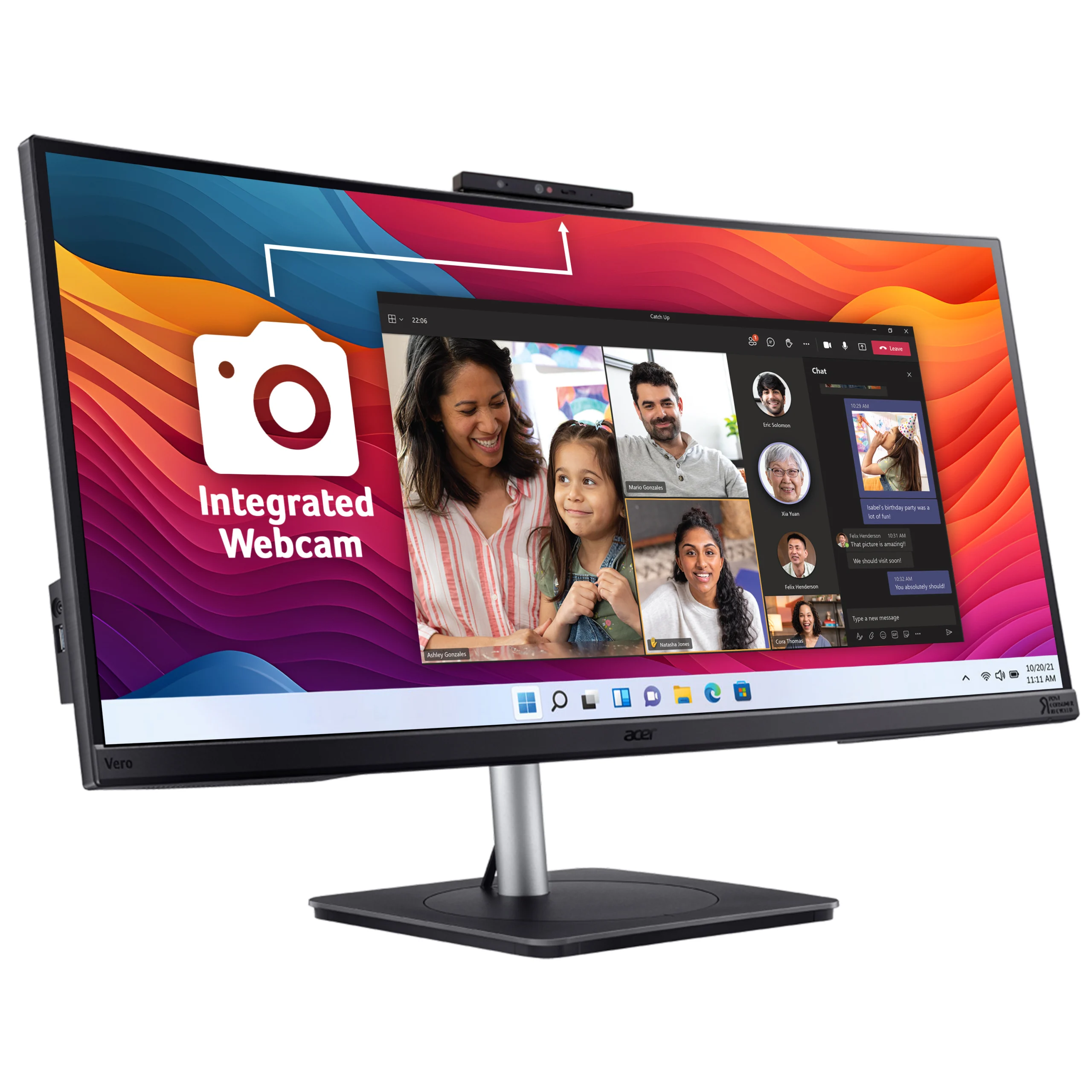 Acer CB3 Vero CB343CURD docking monitor - 34", UWQHD, 21:9 ultrawide, 3800R curve, 60Hz, AdaptiveSync, webcam, height ad - Image 2