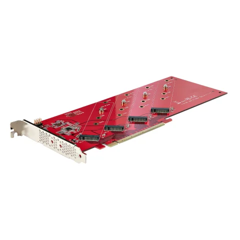StarTech.com Quad M.2 PCIe Adapter Card, PCIe x16 to Quad NVMe or AHCI M.2 SSDs, PCI Express 4.0, 7.8GBps/Drive, Bifurca