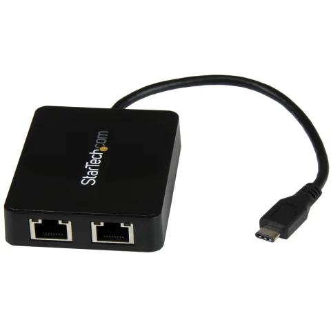 StarTech.com USB-C to Dual Gigabit Ethernet Adapter with USB 3.0 (Type-A) Port, USB Type-C Gigabit Network Adapter
