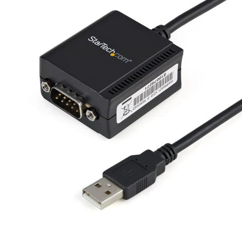 StarTech.com 6ft (1.8m) 1-Port FTDI USB to Serial RS232 Adapter Cable with COM Retention, USB to RS232 Adapter - TAA