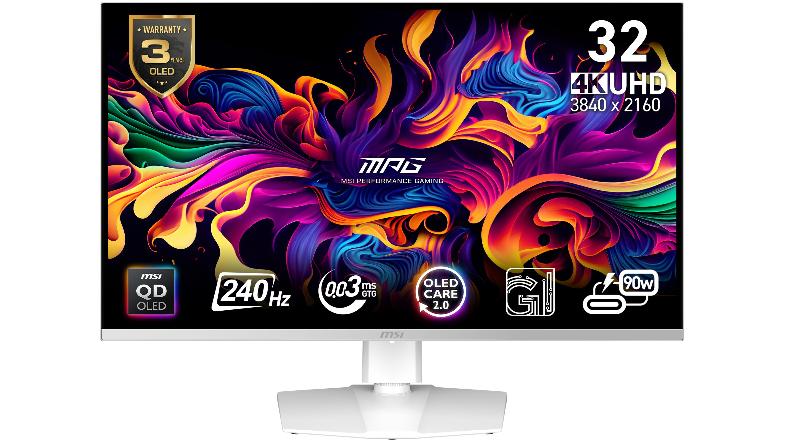 MSI MPG 321URXW QD-OLED computer monitor 80 cm (31.5") 3840 x 2160 pixels 4K Ultra HD White - Image 2