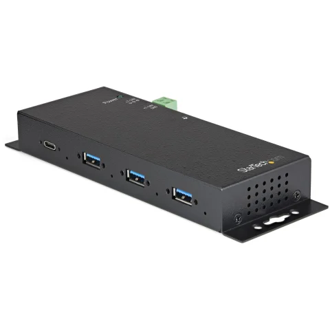 StarTech.com 4-Port USB C Hub 10Gbps - Metal Industrial USB Type-C Hub w/ 3xUSB-A & 1xUSB-C - ESD & Surge Protection - U