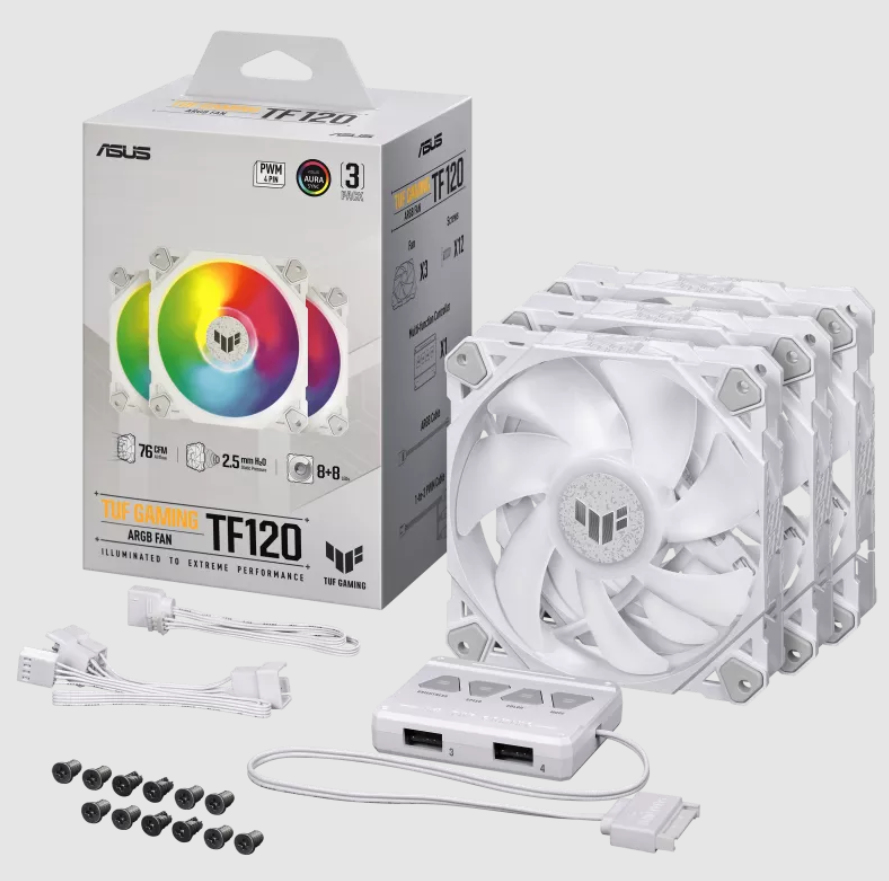 ASUS TUF GAMING TF120 ARGB WHITE EDITION 3IN1 Computer case Air cooler 12 cm 3 pc(s) - Image 3